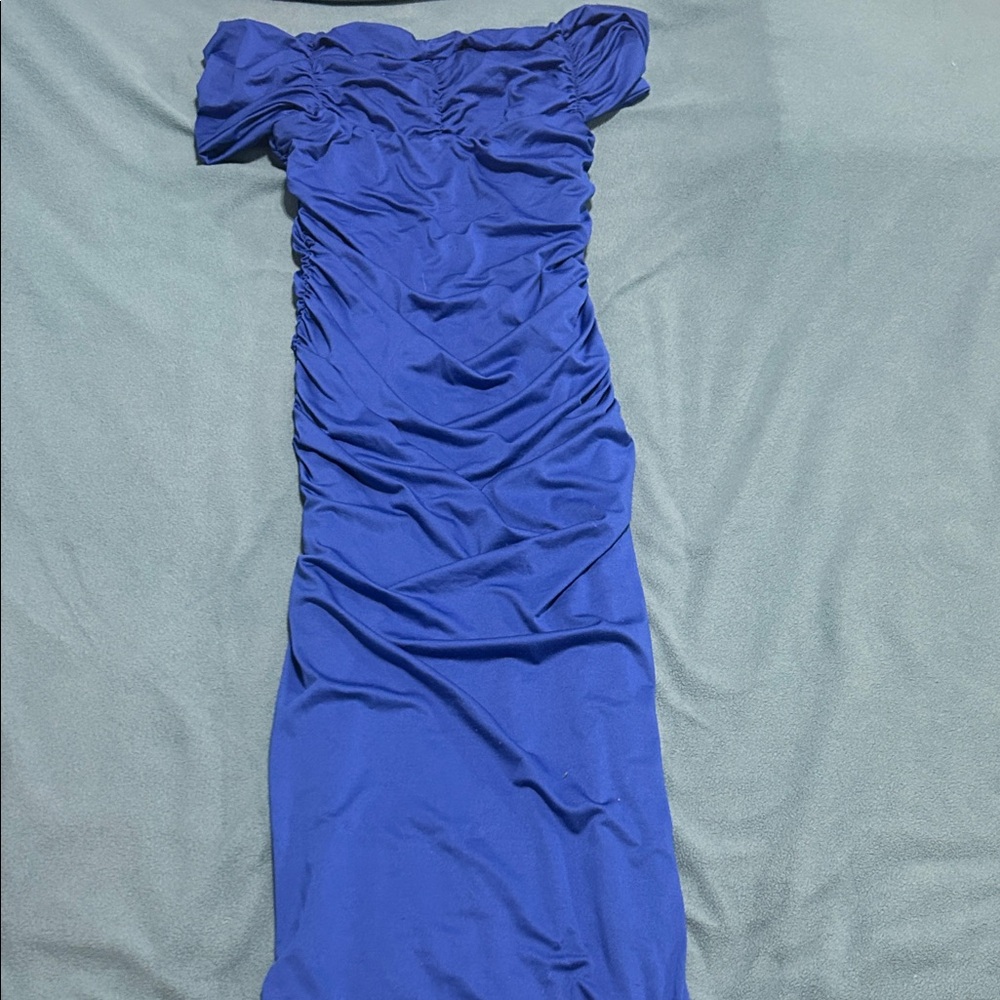 Elegant Blue Off-Shoulder Dress